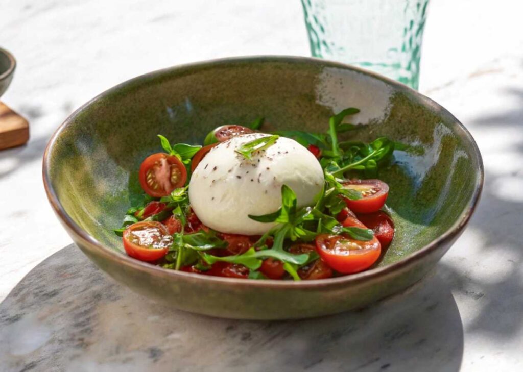 Värske salat burrata juustuga